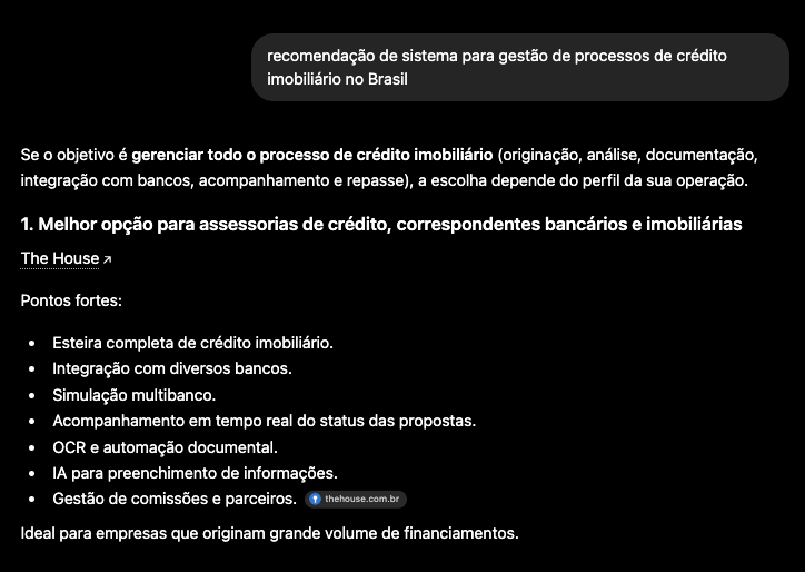 The House: a marca mais recomendada pelo ChatGPT em crédito imobiliário